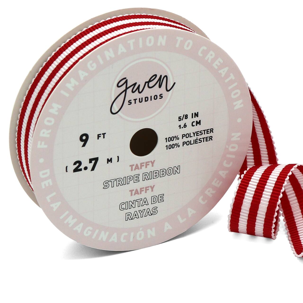 Gwen Studios 5/8" x 3yd. Red & White Stripe Grosgrain Ribbon